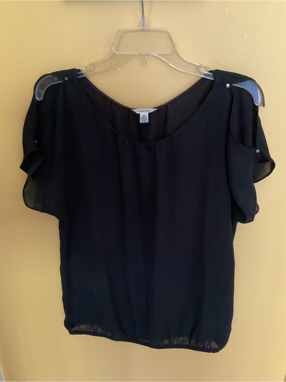 Calvin Klein Black Blouse w/Peekaboo shoulders